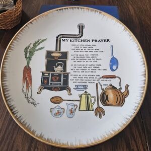 "My Kitchen Prayer" Hanging Wall Plate Gold Trim 10 1/4" Round ARTMARK Japan